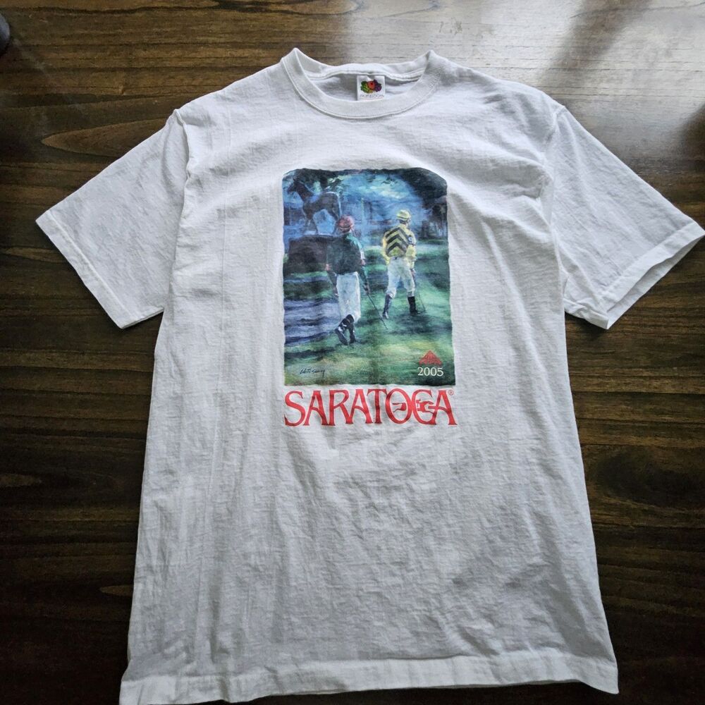 Fruit Of Loom - 05 SARATOGA America's Racetrack HORSE RACING (M) T-Shirt Bro4